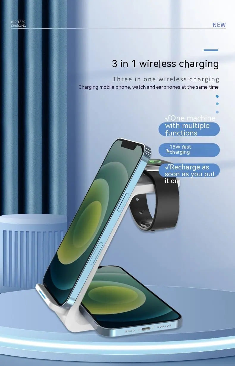 Three-in-one Wireless Charger Fast Charging Desktop Vertical My Store